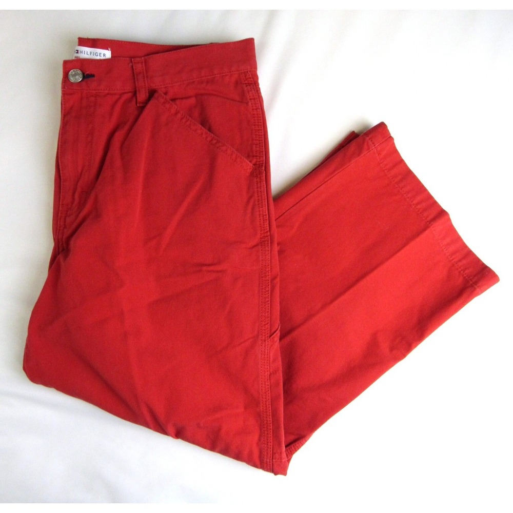 VTG Tommy Hilfiger Jeans Carpenter Capri Red High Rise Women's Size 10 - Picture 4 of 10